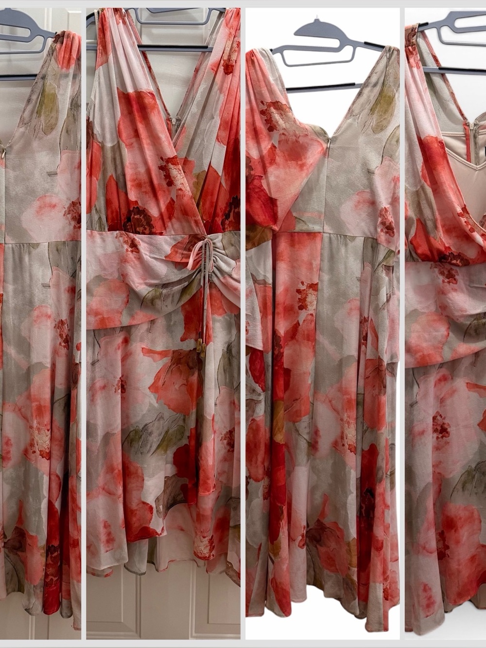 DKNY Donna Karan Floral Wrap Sleeveless Stretch Chiffon Midi Dress 14W NWT Plus - Picture 14 of 14